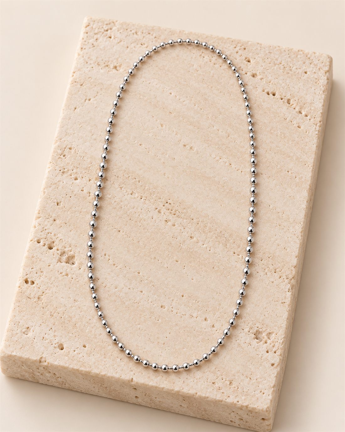 Cadena de bolas diamantada de plata, bolas de 1 mm