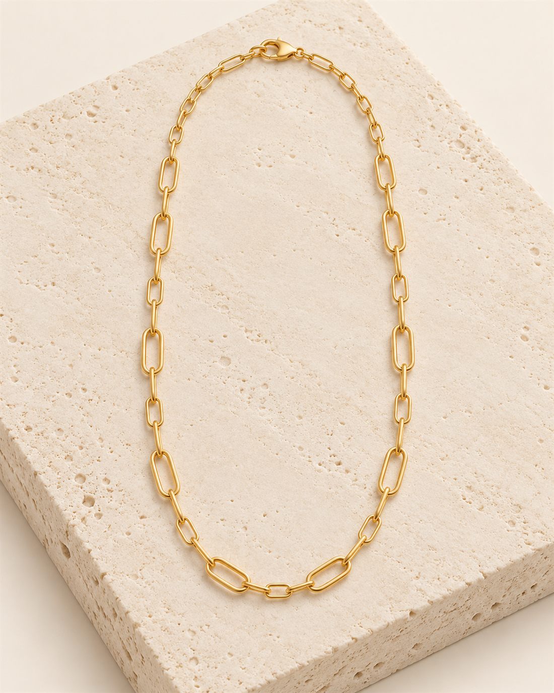 Cadena forzada rectangular de oro 18k, grosor 2 mm