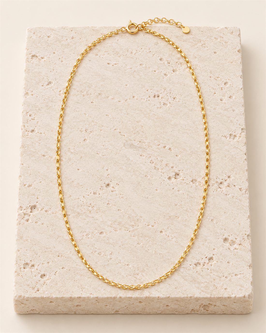 Cadena rolo diamantada con baño de oro, largo 40 + 5 cm