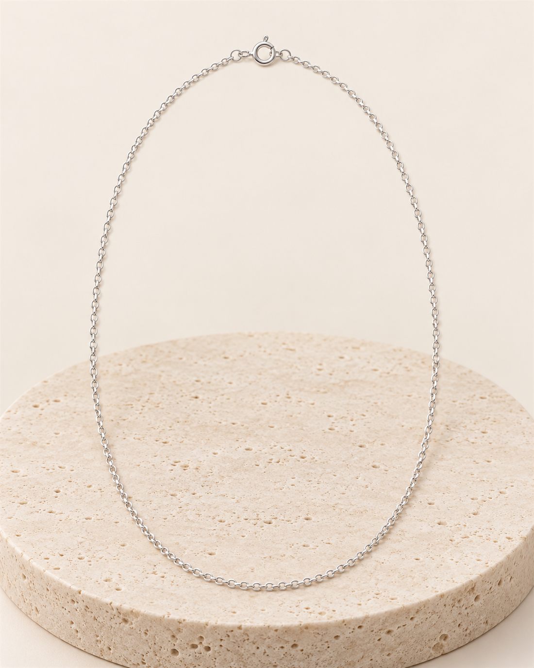 Cadena rolo fina de plata 42 cm, largo 42 cm