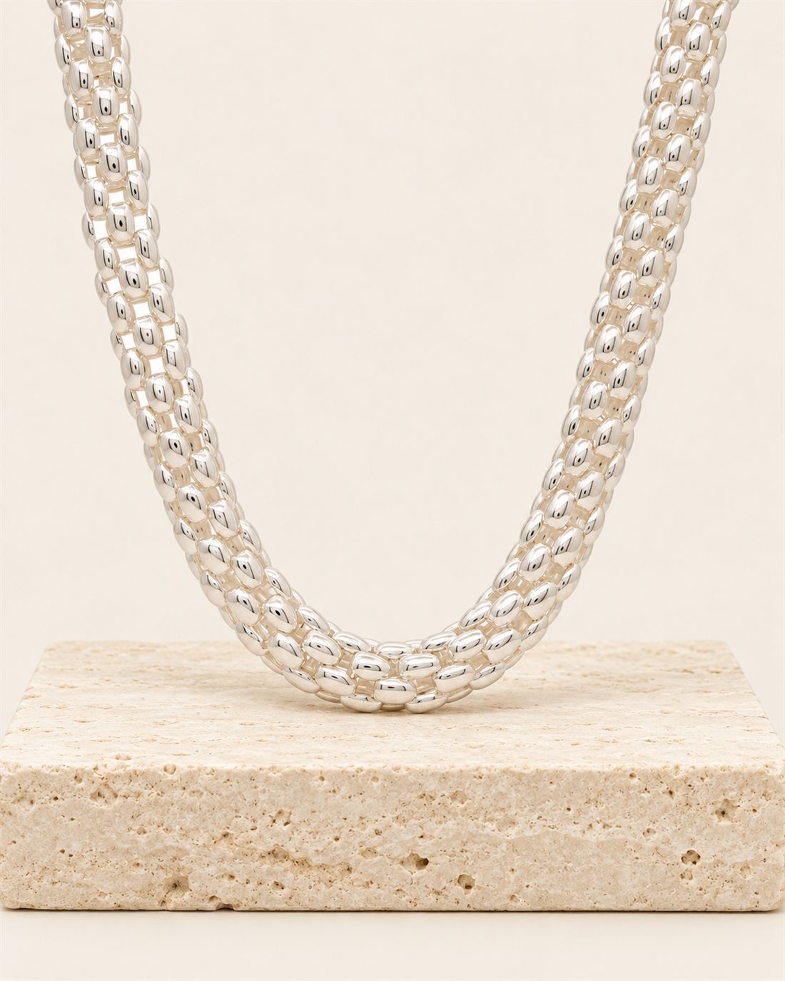 Collar de eslabones gruesos de plata, eslabón de 10 mm