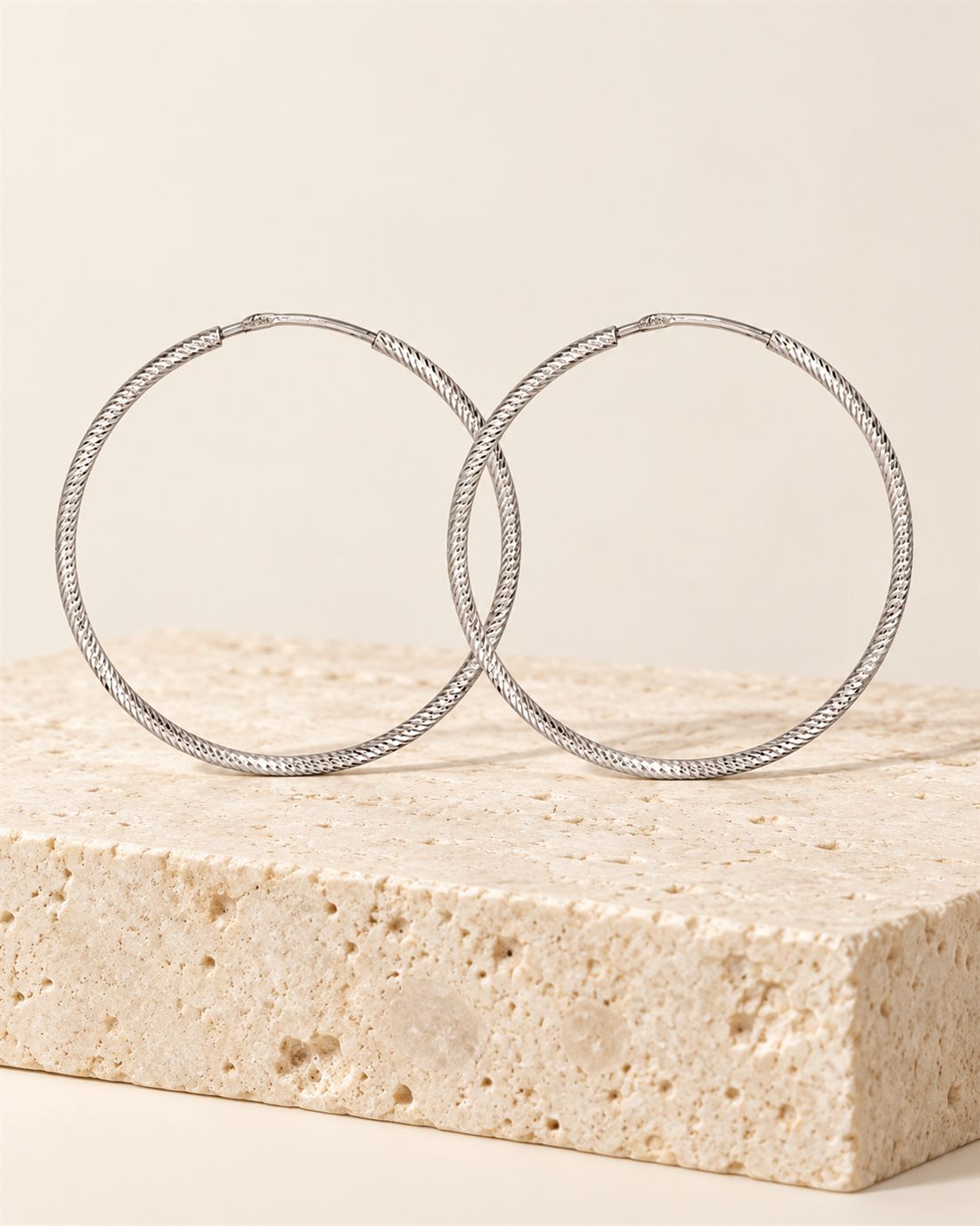 Criollas diamantadas grandes de plata 34 mm, ø 34 mm