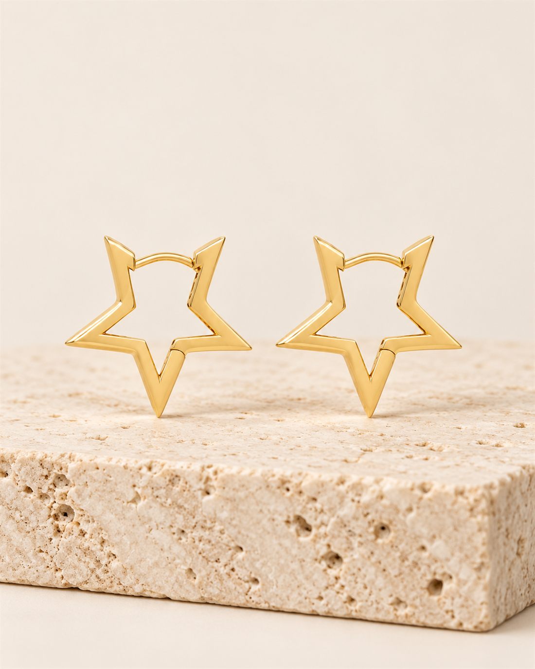 Criollas estrella de oro 18k, 21 x 21 mm
