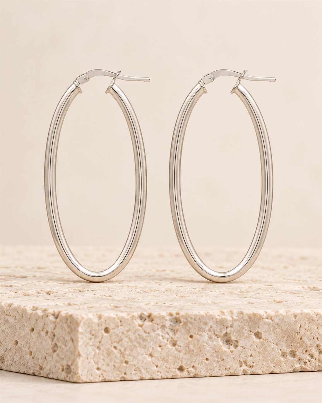 Criollas ovaladas grandes de plata, 42 x 22 mm
