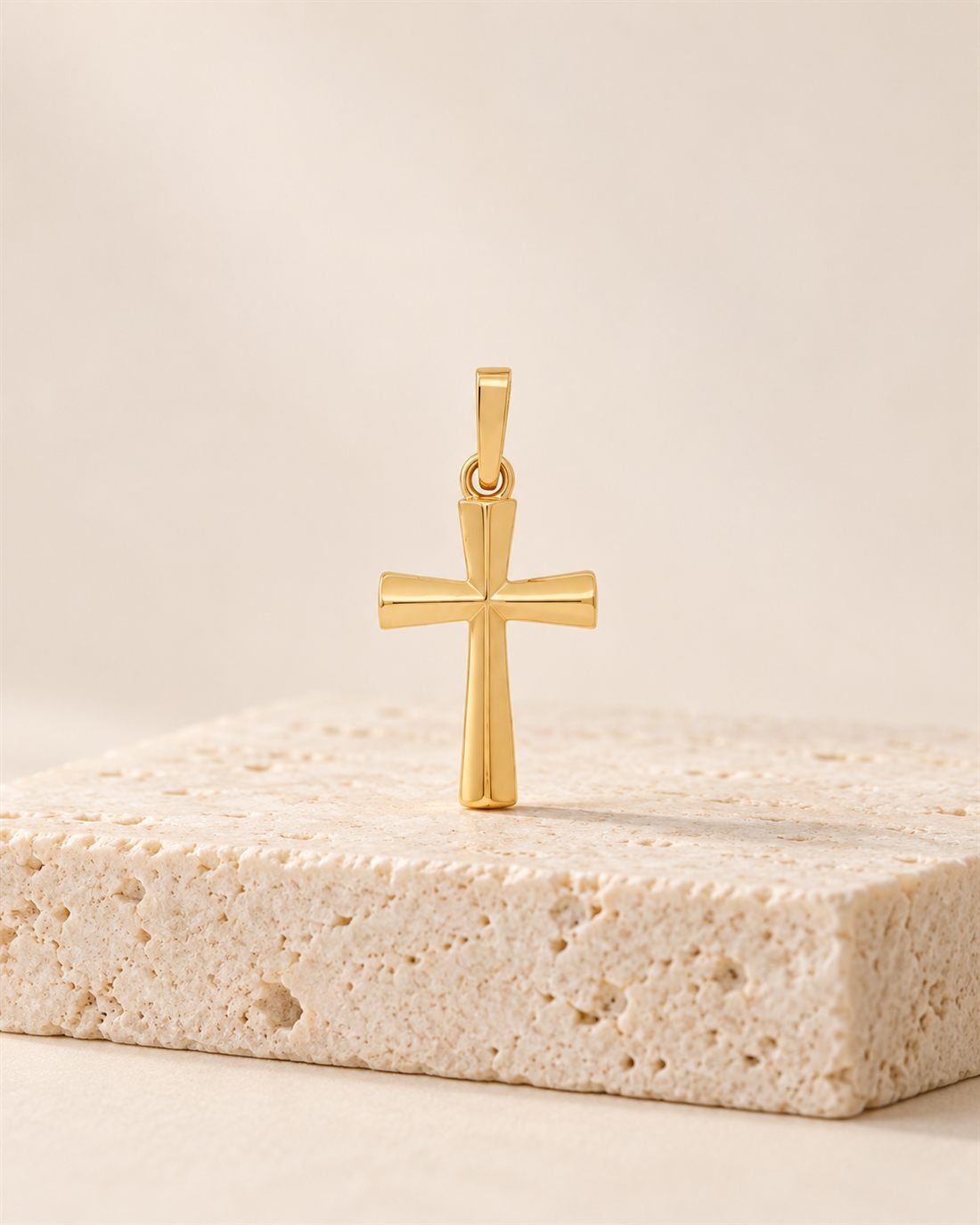 Cruz lisa de oro 18k, 17 x 10,5 mm