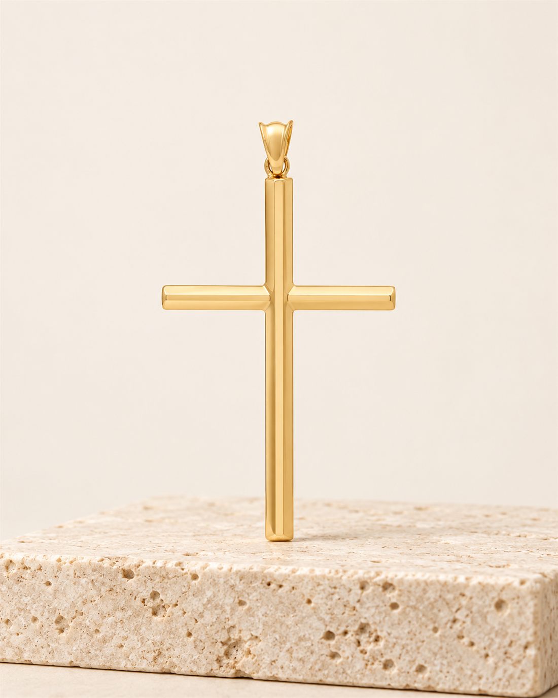 Cruz lisa XL de oro 18k, 37 x 25 mm
