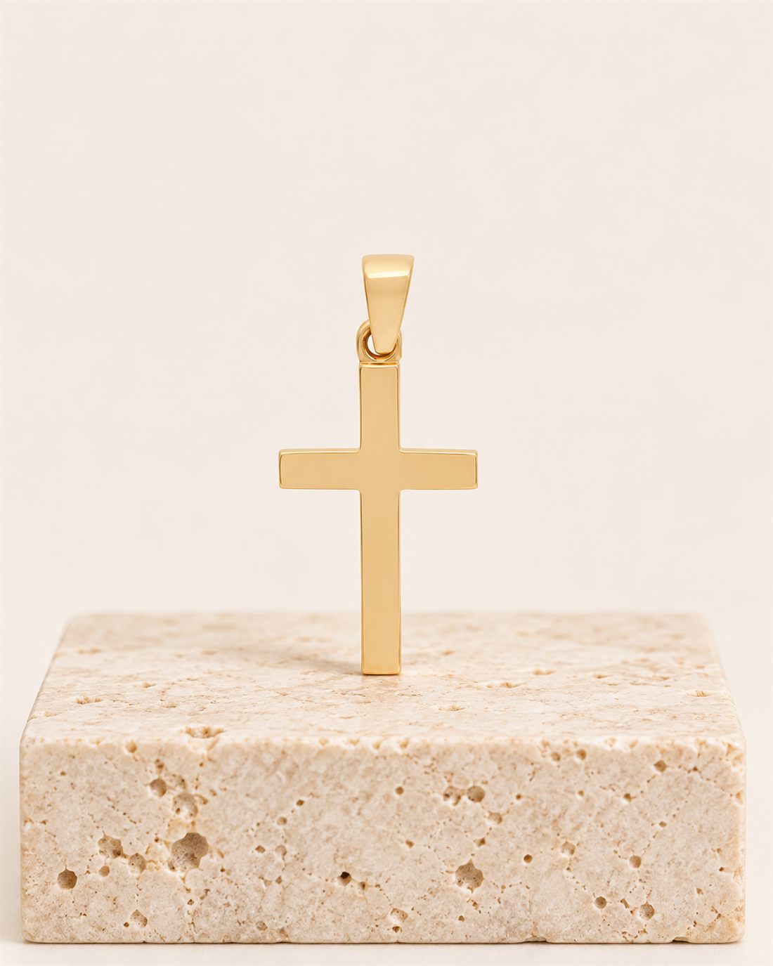 Cruz plana de oro 18k, 20,5 x 12 mm