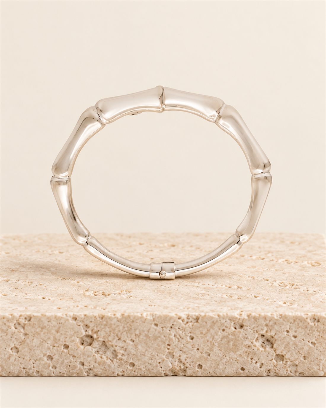 Esclava de plata efecto bambú, 73 x 63 mm