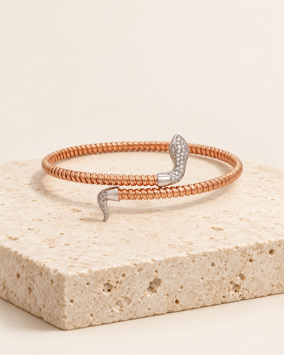 Esclava serpiente con baño de oro rosa, 60 x 54 mm