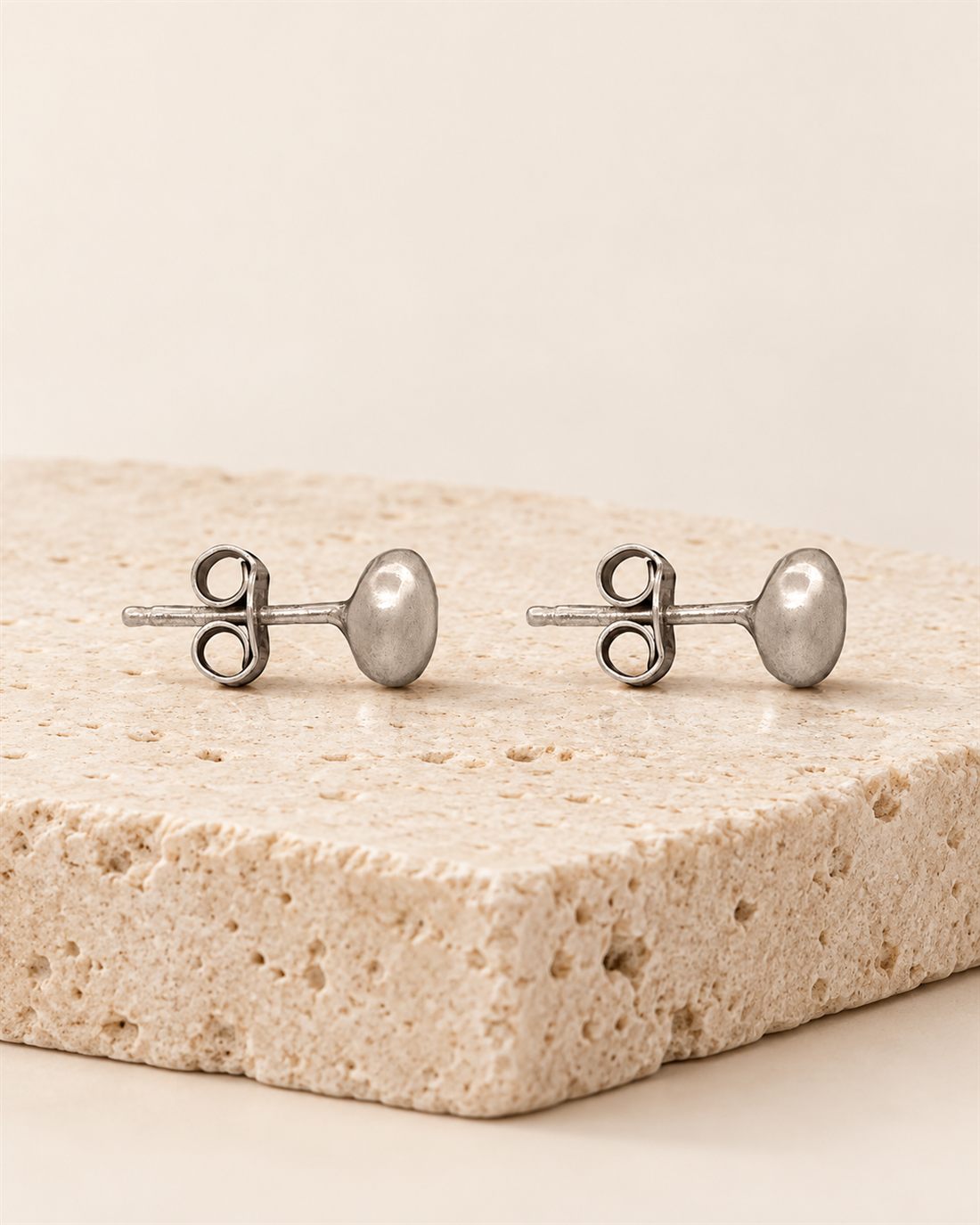 Pendientes botón de plata, 6 mm
