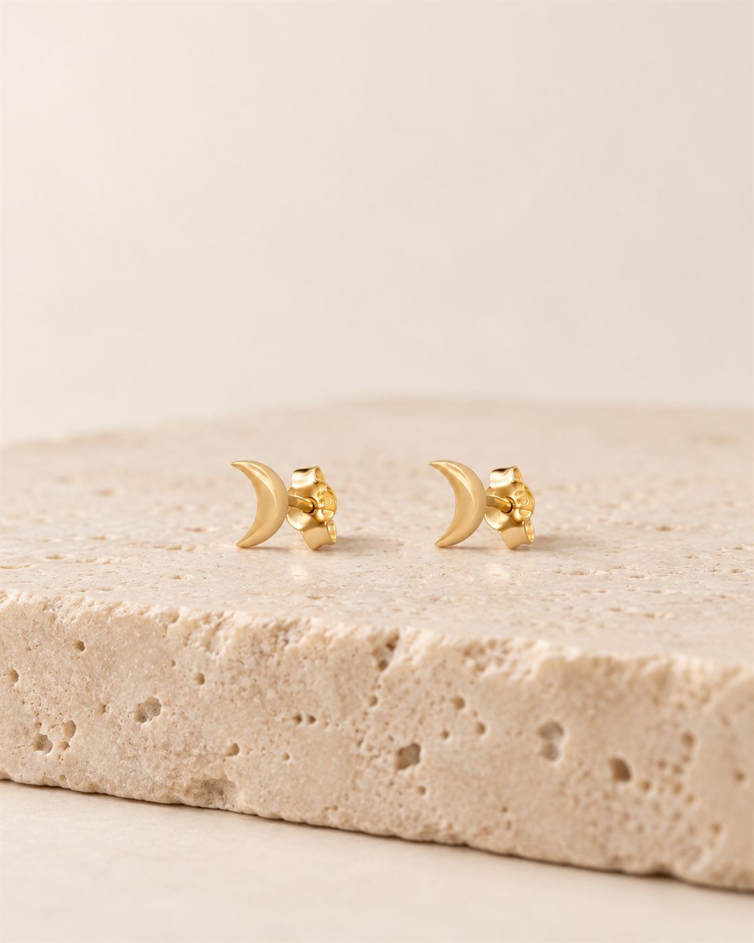Pendientes luna de oro 18k, 6 mm