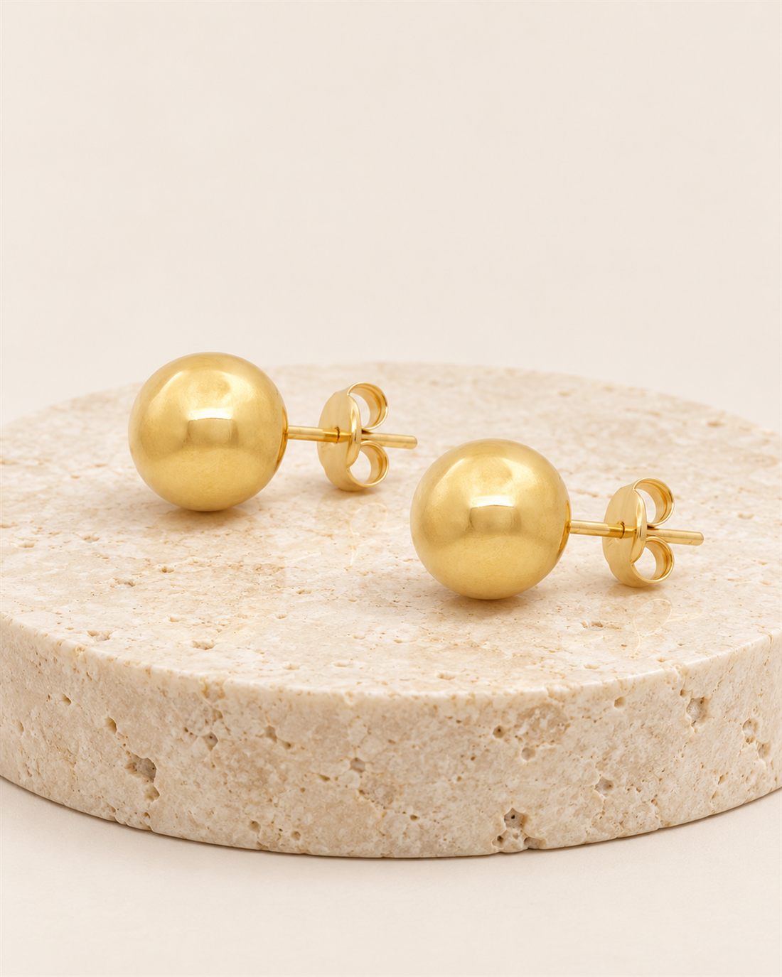 Pendientes de bola grande de oro 18k, bola de 8 mm