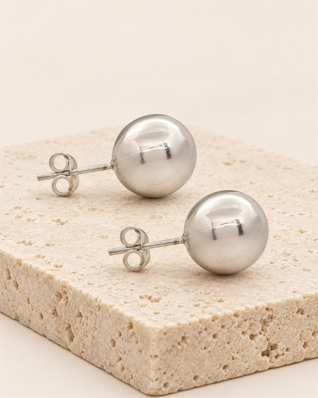 Pendientes de bola grande de plata 12 mm, bola de 12 mm