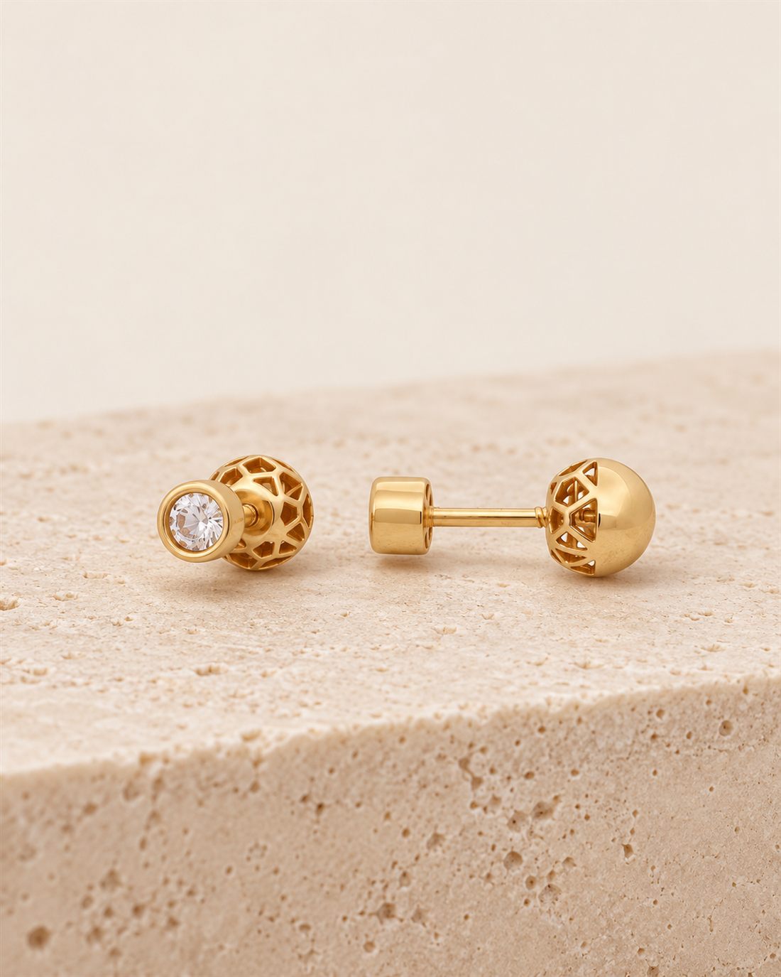 Pendientes de oro 18k con circonita 4 mm, circonita de 4 mm