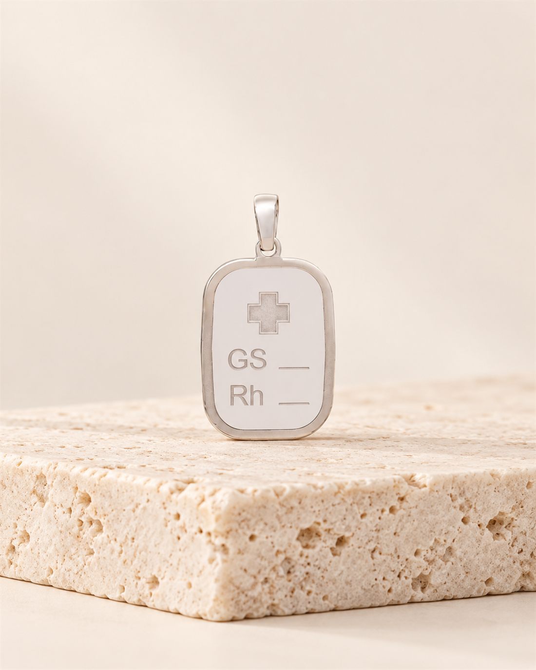 Placa de grupo sanguíneo de plata, 20 x 15 mm