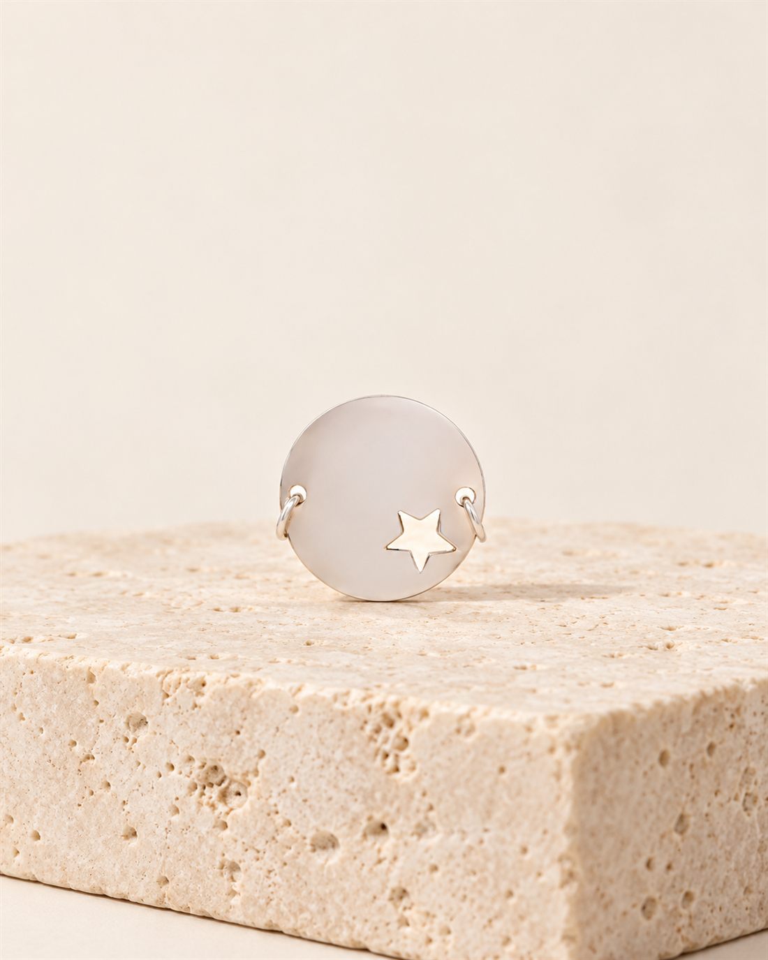 Placa estrella de plata para grabar, 17 mm