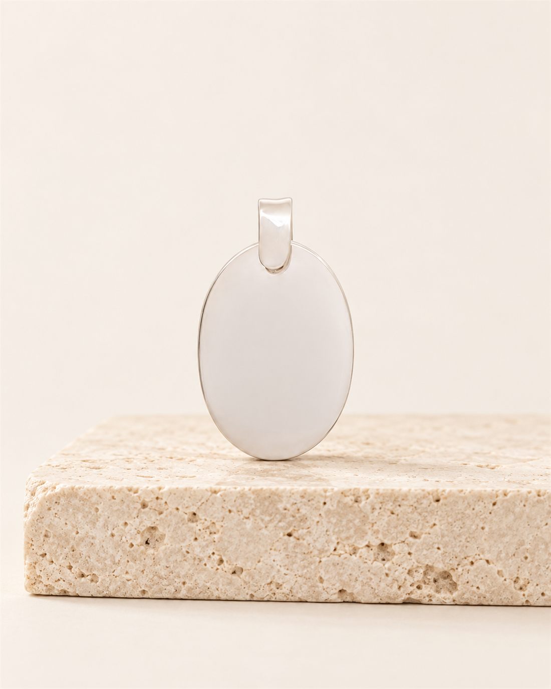Placa ovalada de plata para grabar, 35 x 15 mm