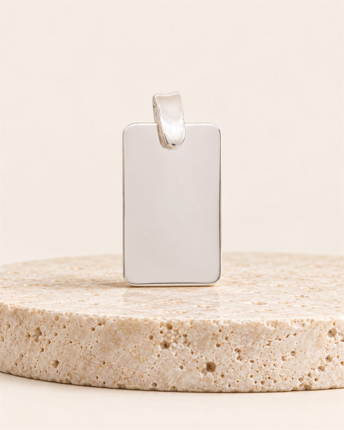 Placa rectangular gruesa de plata para grabar, 35 x 21,7 mm