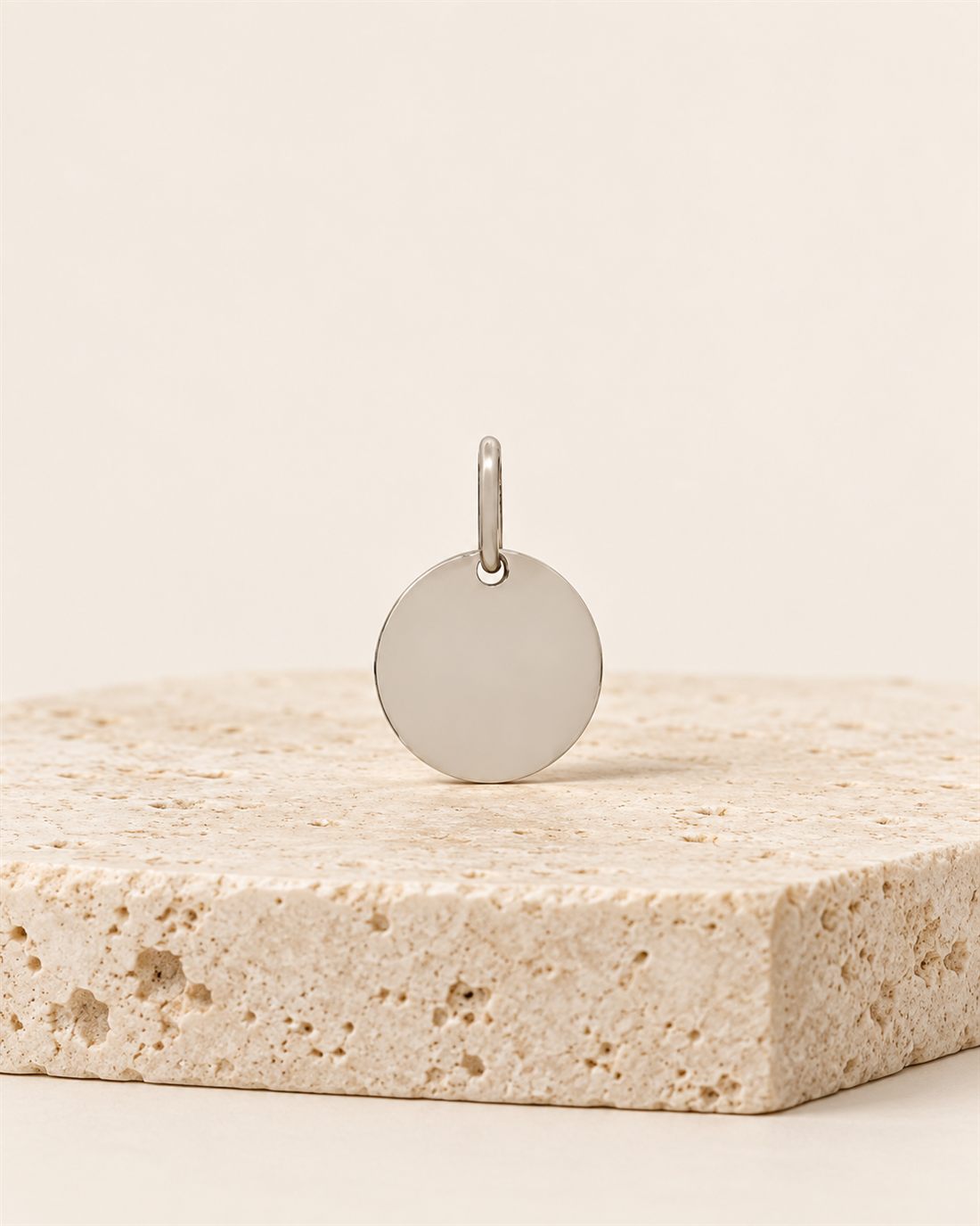 Placa redonda de plata con baño de rodio, ø 16 mm