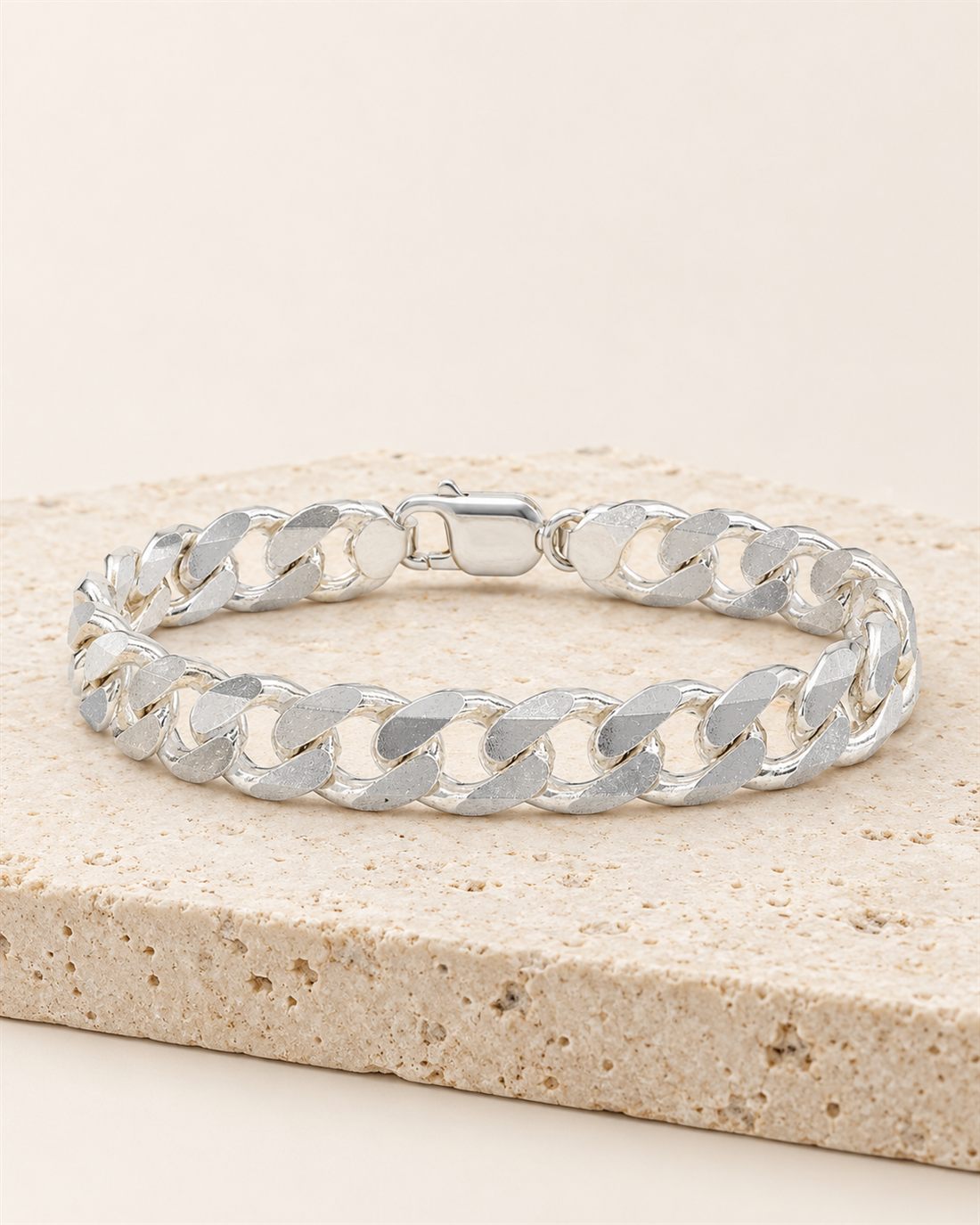 Pulsera barbada XL de plata, largo 19 cm