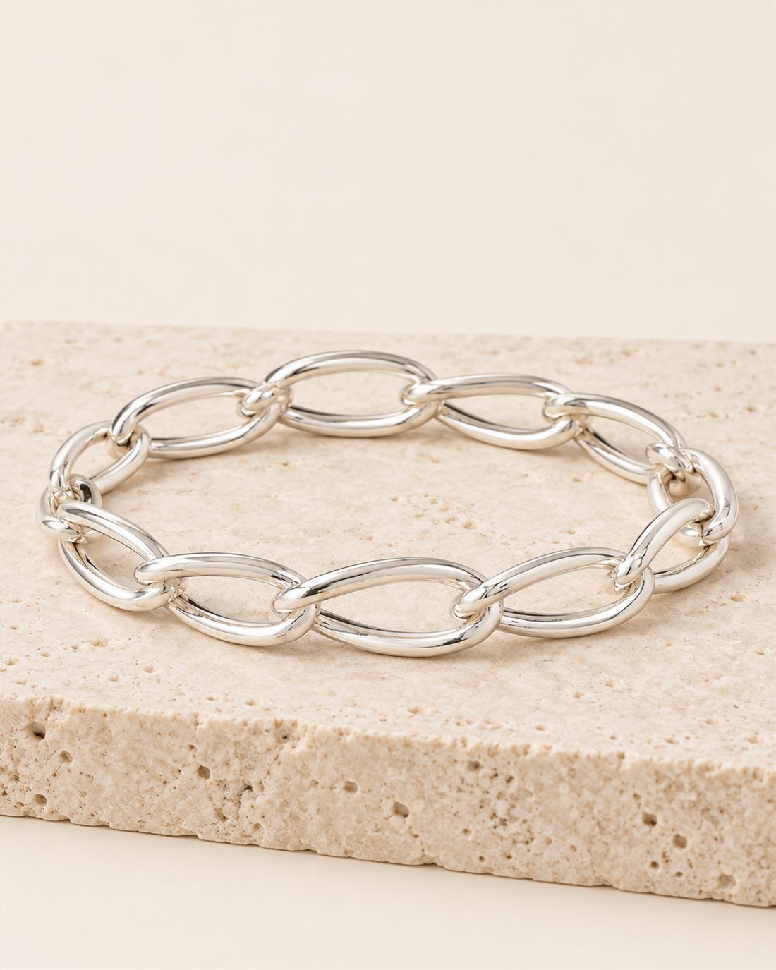 Pulsera cheval gruesa de plata, eslabón de 21 x 10,6 mm