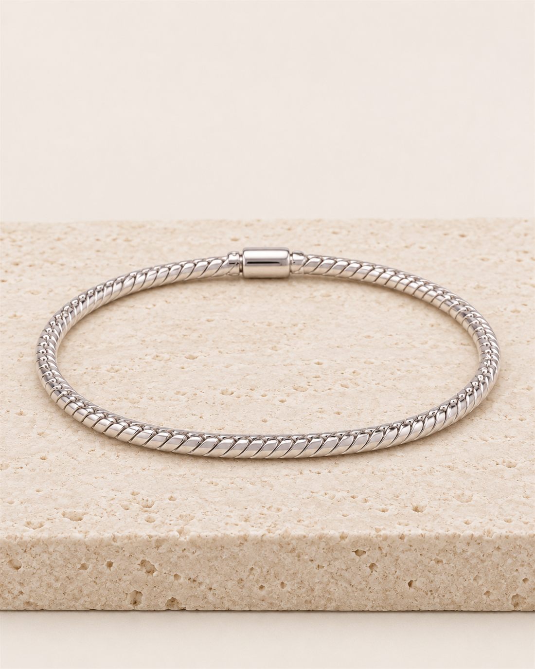 Pulsera cola de topo de plata, grosor 3,5 mm