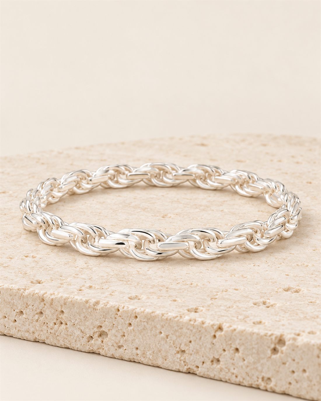Pulsera cordón de plata, grosor 5,5 mm