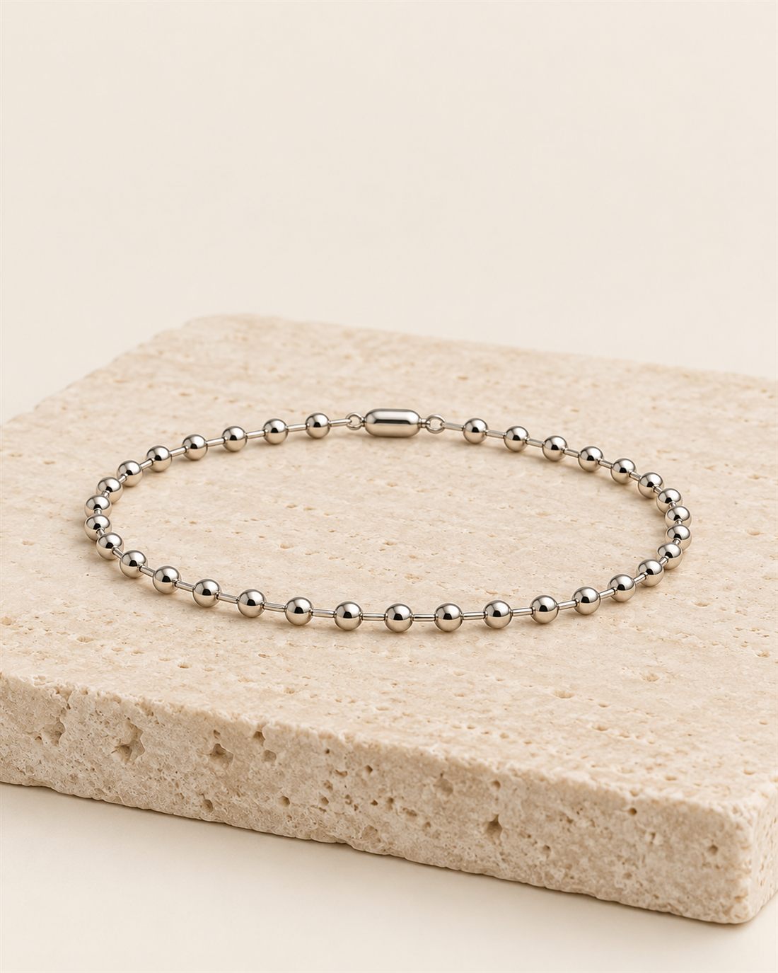 Pulsera de bolas grandes de plata, bolas de 5 mm