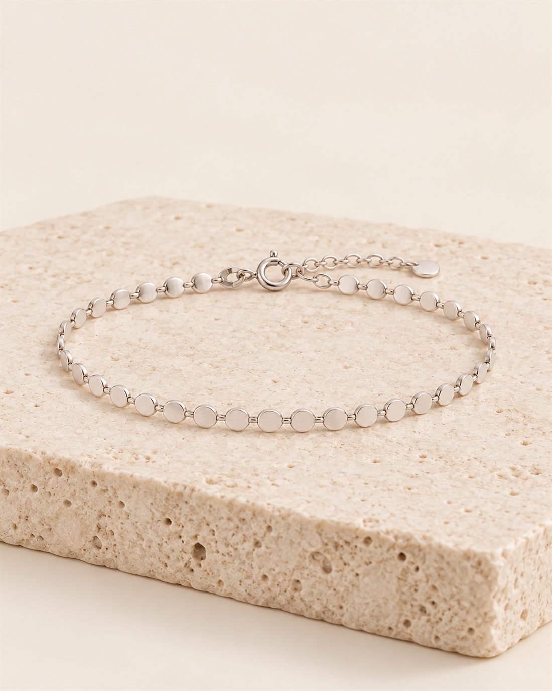 Pulsera de chapitas de plata, grosor 3,3 mm