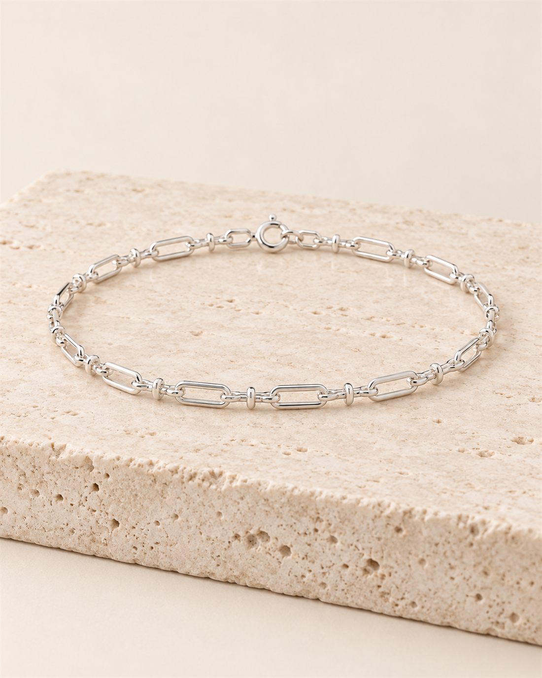 Pulsera de eslabones de plata, eslabón 6,1 x 2,8 mm