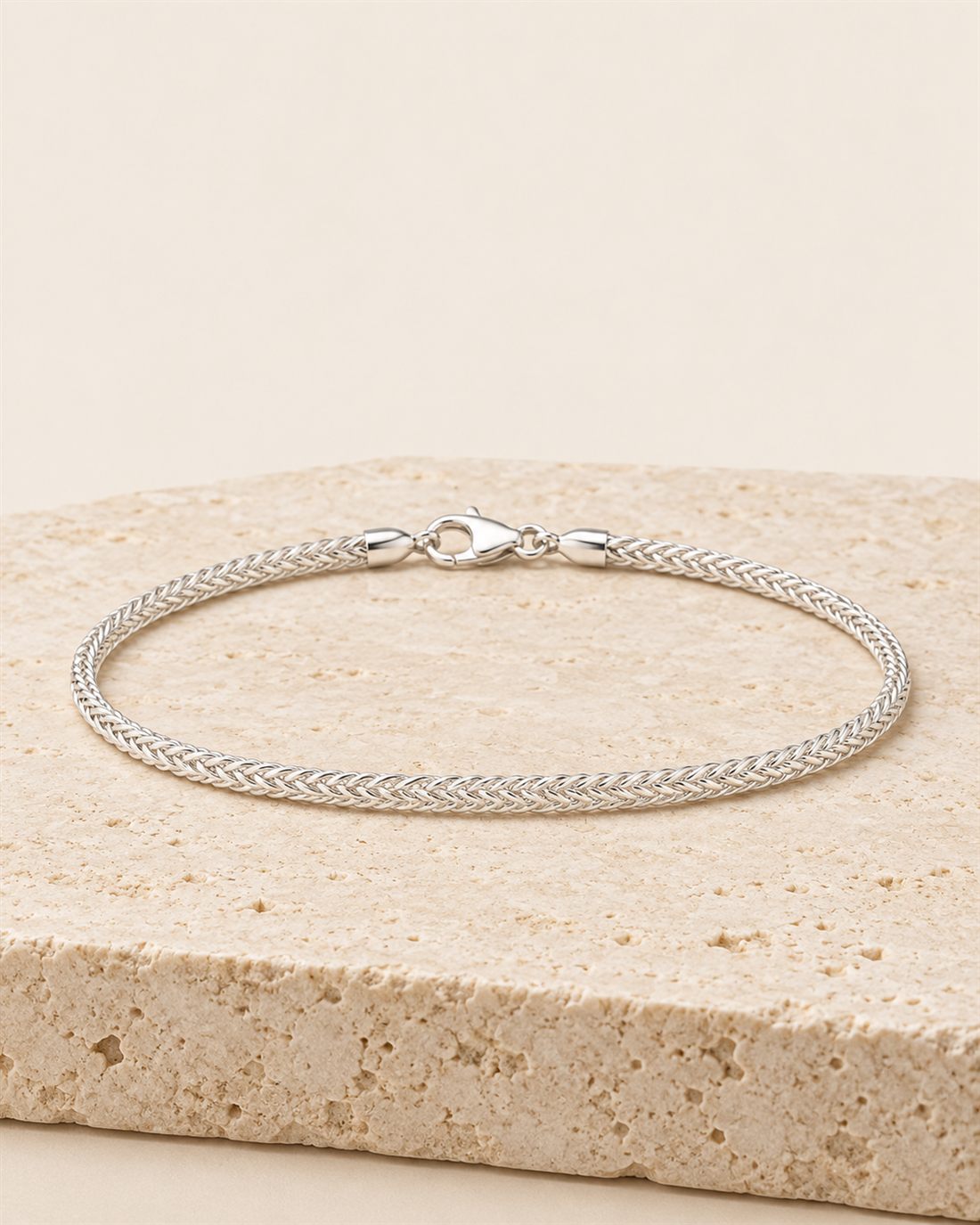 Pulsera espiga de plata, largo 18 cm