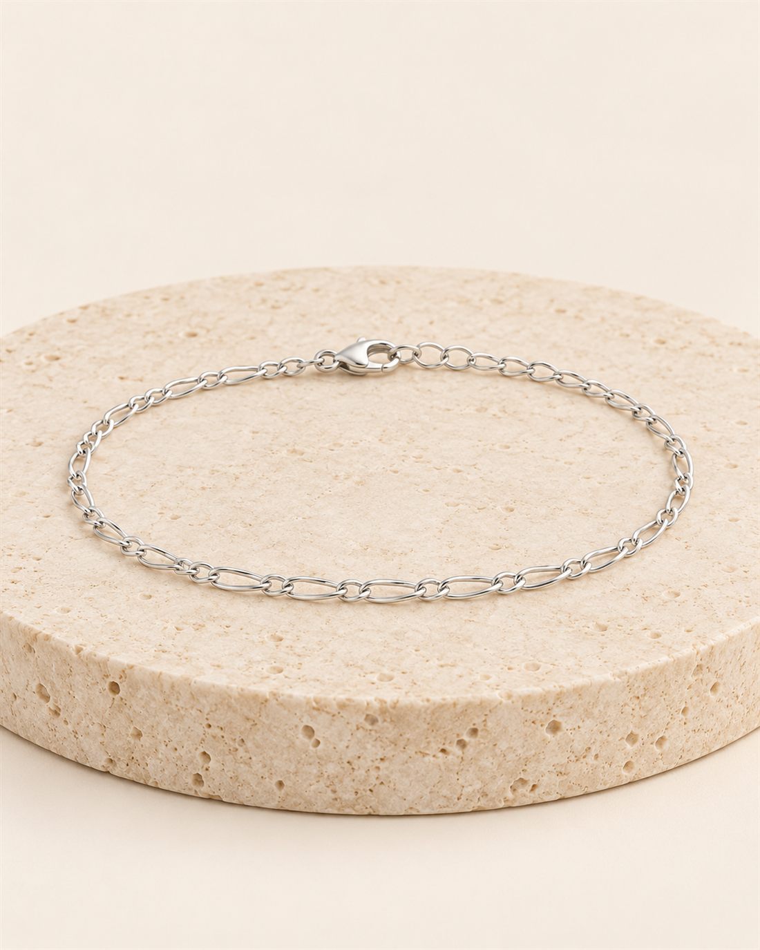 Pulsera fígaro de plata, largo 19 cm