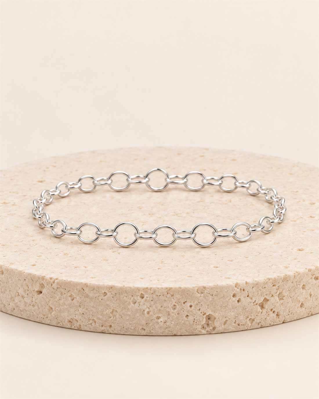 Pulsera rolo ancha de plata, largo 18,5 cm