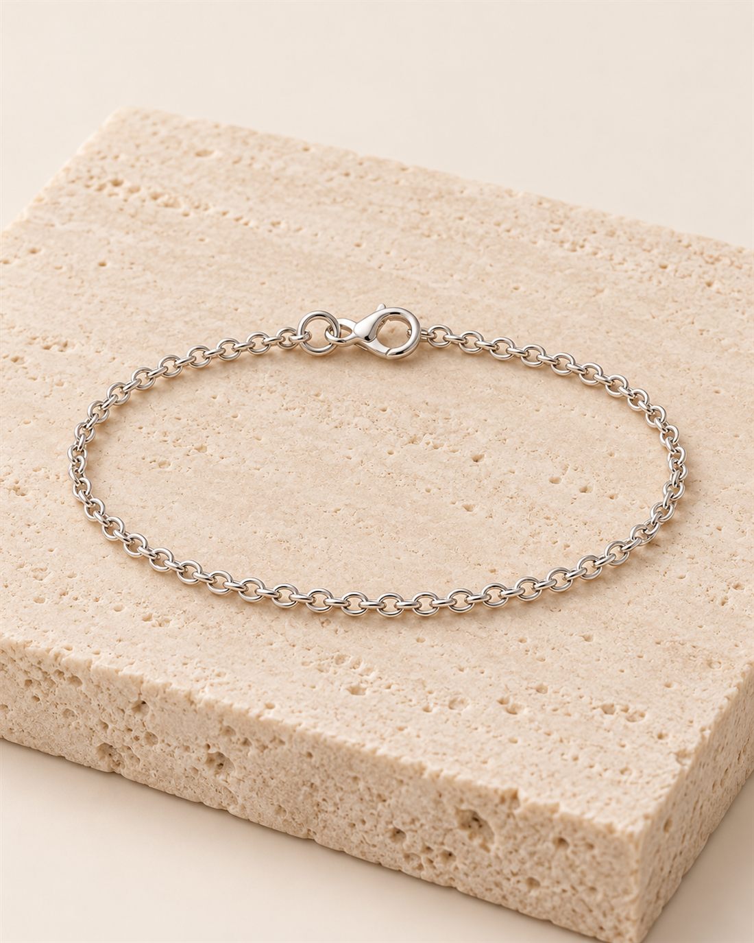 Pulsera rolo de plata, largo 15 + 2 cm
