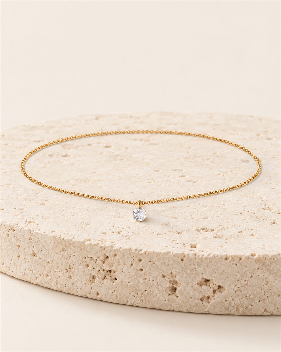 Tobillera con circonita y baño de oro, largo 22 + 3 cm