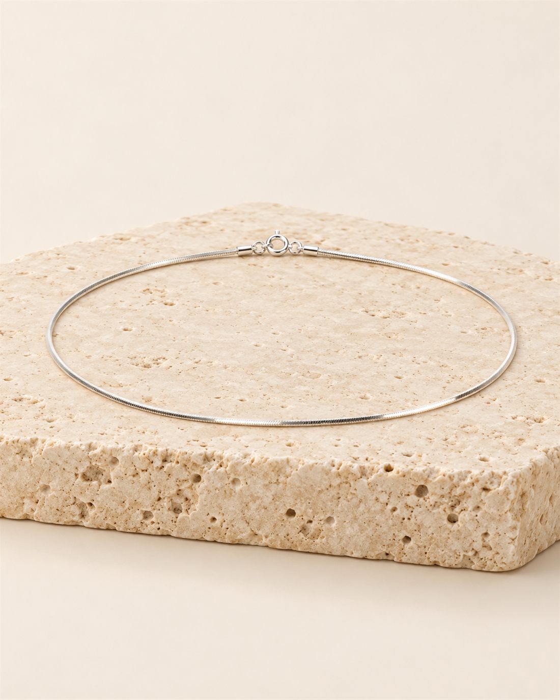 Tobillera snake de plata, largo 25 cm